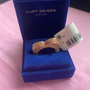 Kurt Geiger Gold Ring heart with Pink Accents
